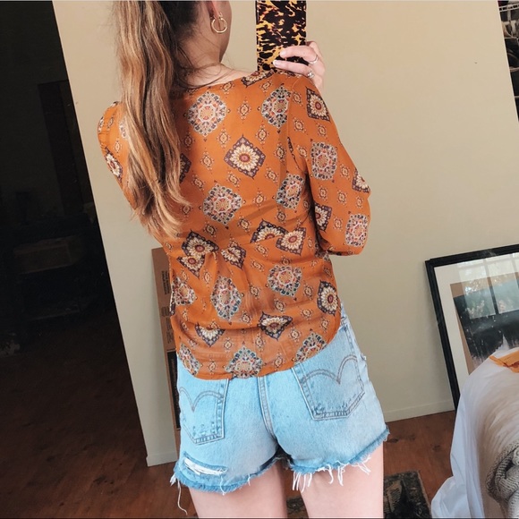 Boho Pattern Tie Crop Top - Picture 3 of 4